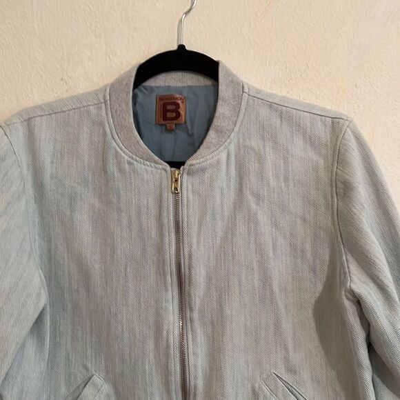 Vintage Bensimon Collection Fully Lined Light Blue Denim Bomber Jacket size L - Picture 2 of 8